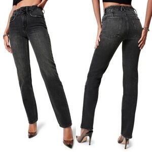 Good American Black Straight Leg Jeans